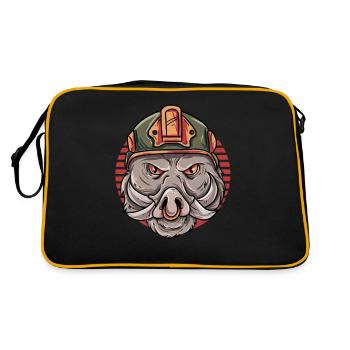 Wildschwein Keiler - Retro Tasche - Schwarz/Gold - Hinten