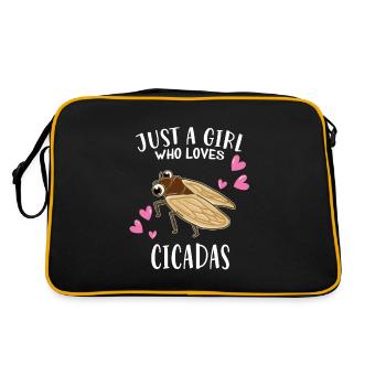 Insektenfan Just A Girl Who Loves Cicadas - Retro Tasche - Schwarz/Gold - Hinten