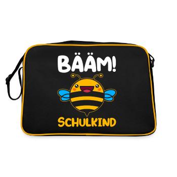 Biene Schulbeginn Schulanfänger Schulkind - Retro Tasche - Schwarz/Gold - Hinten