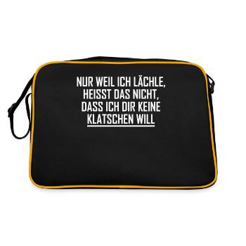 Nur weil ich lächle heißt nicht ich klatschen will - Retro Tasche - Schwarz/Gold - Hinten