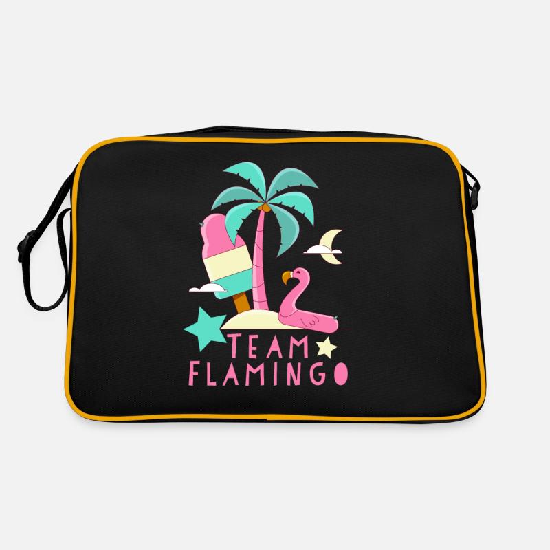 Team Flamingo - Retro Tasche - Schwarz/Gold