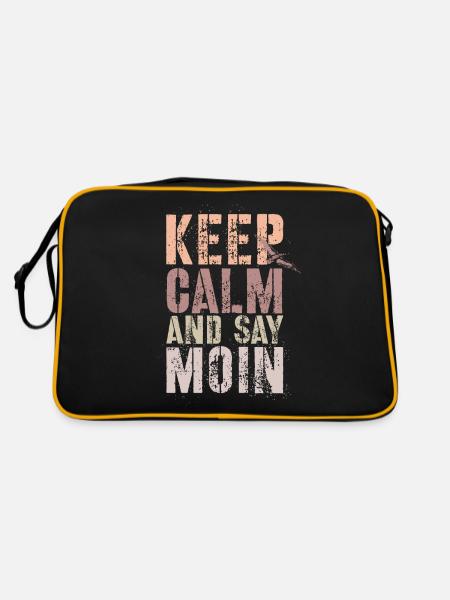 Keep Calm and say Moin - Retro Bag - black/gold - Back
