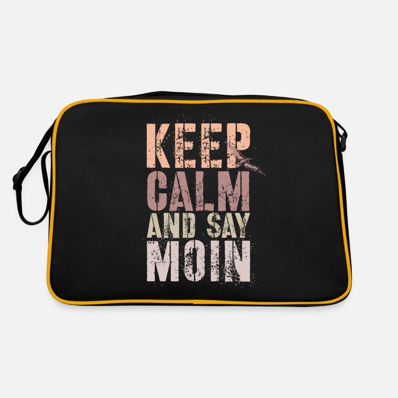 Keep Calm and say Moin - Retro Tasche - Schwarz/Gold