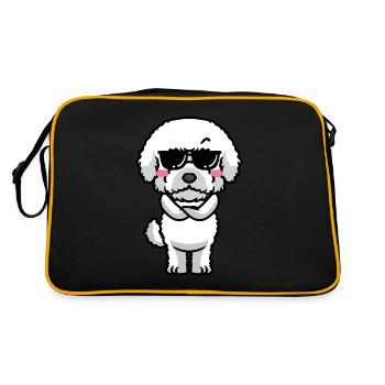 Bichon Frisé Chien Bouclé Bichon - Sac Retro - noir/or - Dos
