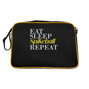 Eat Sleep Spikeball Repeat Roundball - Retro Tasche - Schwarz/Gold - Hinten