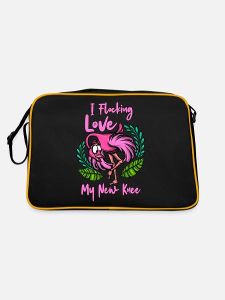 Chirurgie du genou Flamingo I Floquage Mon genou Récupération - Sac Retro - noir/or - Dos