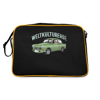Trabi Weltkulturerbe für alle Ossis - Retro Tasche - Schwarz/Gold - Hinten