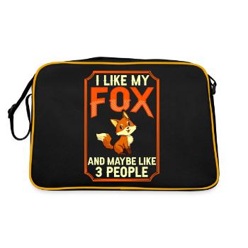 Rotfuchs Fuchs Tier Füchse Lustig Niedlich - Retro Tasche - Schwarz/Gold - Hinten