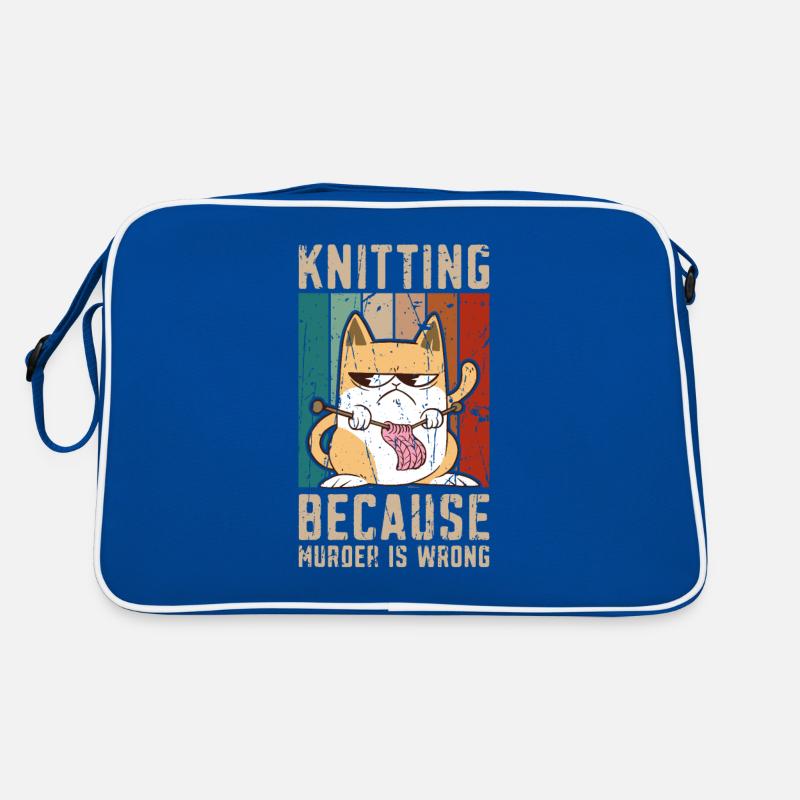Knitting because murder is wrong - Yarn Wool Retro Bag