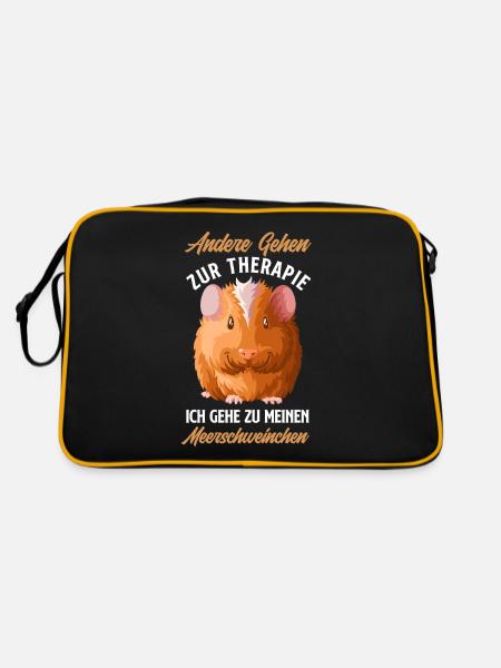 Lustiges Meerschweinchen Geschenk - Retro Tasche - Schwarz/Gold