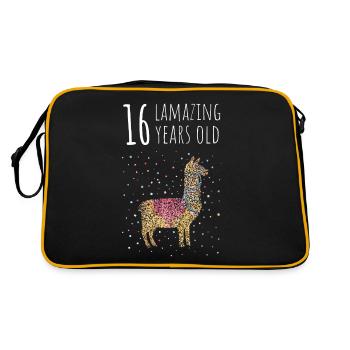 Anniversaire Seize 16ème Lama Alpaga - Sac Retro - noir/or - Dos
