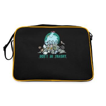 Environmental protection Motive I Plastic waste Global warming - Retro Bag - black/gold - Back
