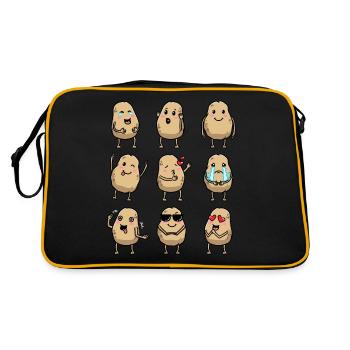 Pommes de terre Kawaii Emoticon Pommes de terre - Sac Retro - noir/or - Dos