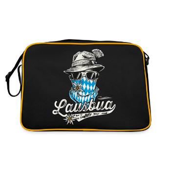 Trachtenshirt Herren T-Shirt Lausbua - Retro Tasche - Schwarz/Gold - Hinten