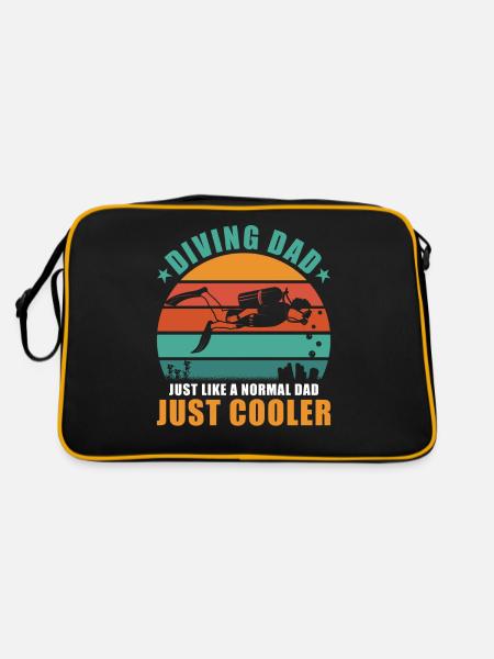 Taucher Papa - Retro Tasche - Schwarz/Gold - Hinten