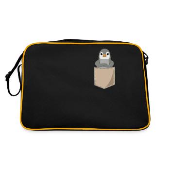 Böser Pinguin Brusttasche Print Seevogel Geschenk - Retro Tasche - Schwarz/Gold - Hinten
