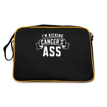 Funny Cancer I'm Kicking Cancer's Ass - Cancer - Retro Bag - black/gold - Back