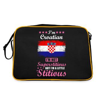 Croatian Woman Superstitious Stitious - Retro Bag - black/gold - Back