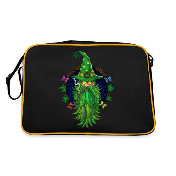 Weed Wizard Kiffer - Retro Tasche - Schwarz/Gold - Hinten