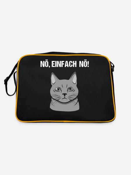 Katze Nö Einfach Nö Lustiger Spruch Geschenk - Retro Tasche - Schwarz/Gold