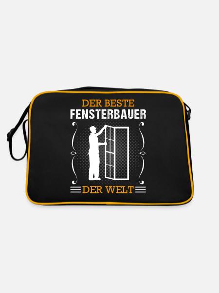 Fensterbauer Beruf Ausbildung Handwerker Geschenk - Retro Tasche - Schwarz/Gold - Hinten