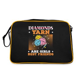 Yarn Are Girls Best Friend Funny Crocheting Yarn - Retro Bag - black/gold - Back