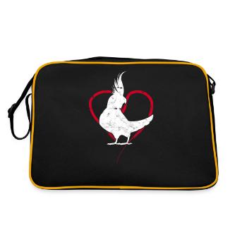 Cockatiel blanc silhoutte avec un cœur - - Sac Retro - noir/or - Dos