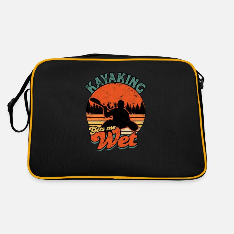 Kayaking Gets Me Wet Kayaker Boating - River Retro Bag