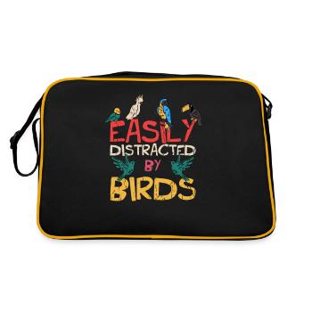 Facilement distrait par les oiseaux Drôle d’oiseau - Cockatiel - Sac Retro - noir/or - Dos