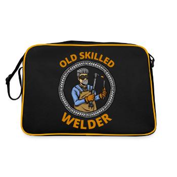 Schweißen Metall Altes Schweißfach - Retro Tasche - Schwarz/Gold - Hinten