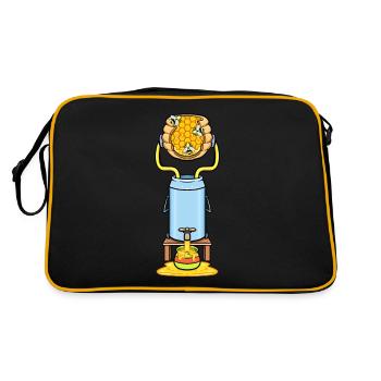 Imkerbienenwabe mit Zapfhahn Bienenzucht - Retro Tasche - Schwarz/Gold - Hinten