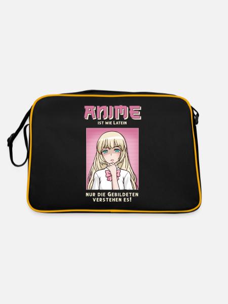 Anime ist wie Latein - Retro Tasche - Schwarz/Gold - Hinten