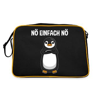 Pinguin Nö Einfach Nö Lustiger Spruch Geschenk - Retro Tasche - Schwarz/Gold - Hinten