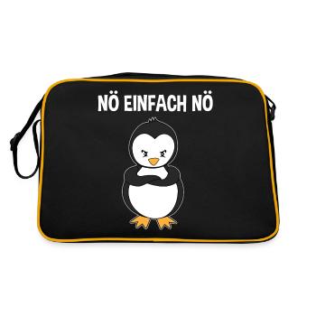 Pinguin Nö Einfach Nö Lustiger Spruch Geschenk - Retro Tasche - Schwarz/Gold - Hinten