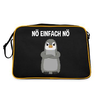 Pinguin Nö Einfach Nö Lustiger Spruch Geschenk - Retro Tasche - Schwarz/Gold - Hinten