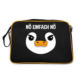 Pinguin Nö Einfach Nö Lustiger Spruch Geschenk - Retro Tasche - Schwarz/Gold - Hinten