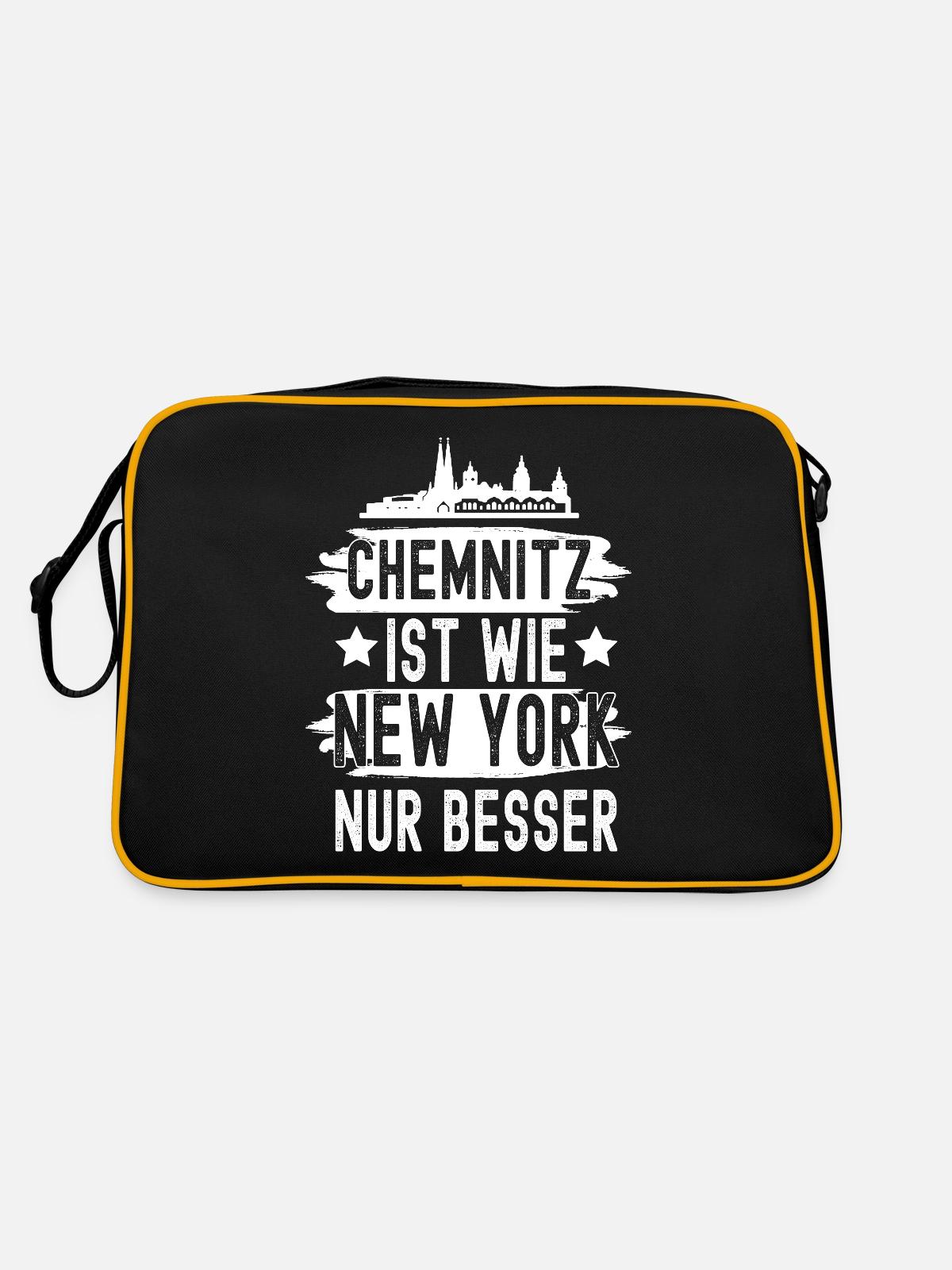 Chemnitz - Retro Tasche - Schwarz/Gold - Hinten