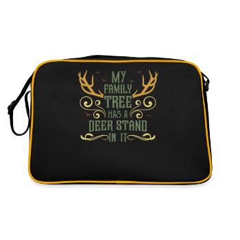 My Family Tree Has A Deer Stand In It Hunting Gift - Retro Tasche - Schwarz/Gold - Hinten