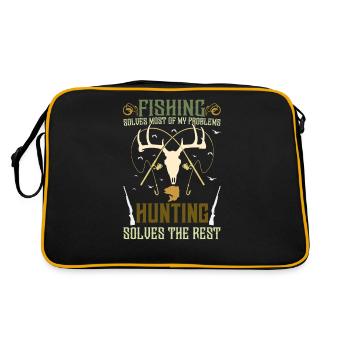 Fishing Hunting Solves Problems Outdoor Lover - Retro Tasche - Schwarz/Gold - Hinten
