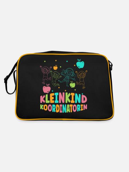 Erzieherin Kindergärtnerin Kindergarten - Retro Tasche - Schwarz/Gold - Hinten