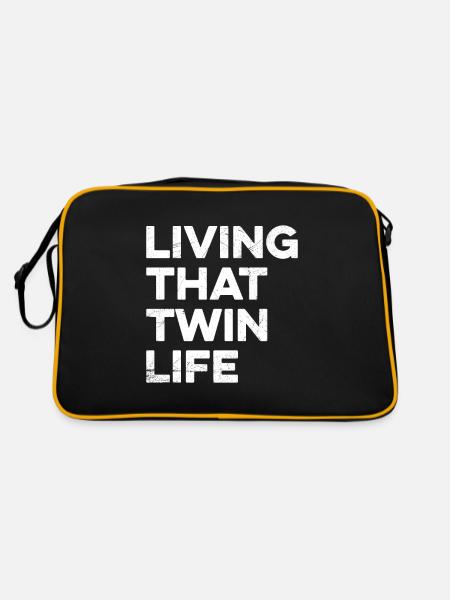 Das Leben eines Zwillings Design für einen - Retro Tasche - Schwarz/Gold - Hinten