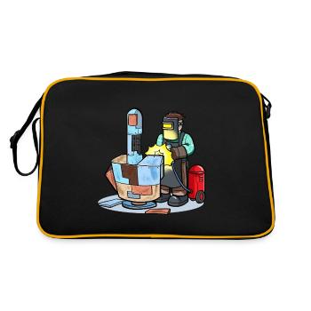 Schweißen Metall Mittelfingerschweisser - Retro Tasche - Schwarz/Gold - Hinten