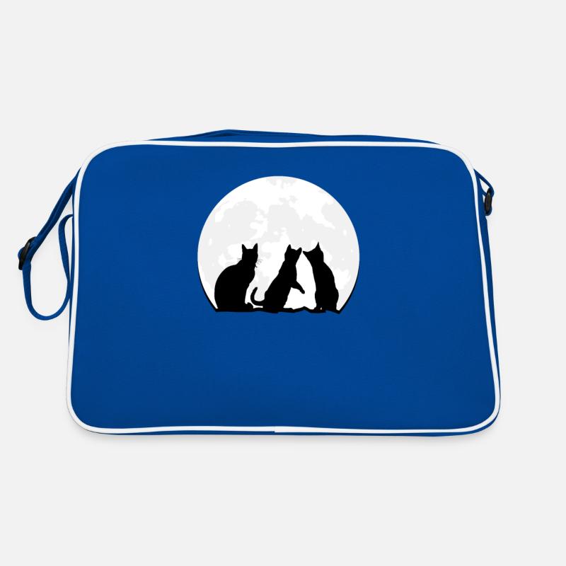 Three tabby cats staring at the moon - Cute Cat Retro Bag
