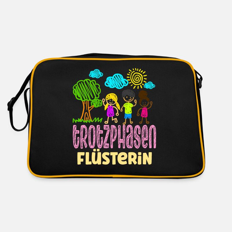 Erzieherin Lustig Kindergärtnerin - Retro Tasche - Schwarz/Gold