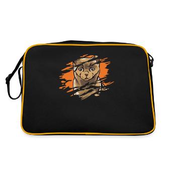 A cat in a torn shirt - Gray Tabby Cat Kitten Pets - Retro Bag - black/gold - Back