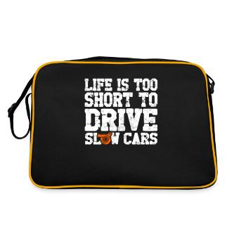 Das Leben ist zu kurz, um langsame Autos zu fahren - Sportwagen - Retro Tasche - Schwarz/Gold - Hinten