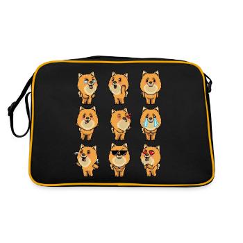 Zwergspitz Dog Pomeranian Emoticon - Retro Bag - black/gold - Back