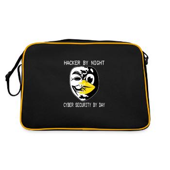 Hacker By Night - Cyber Security By Day Linux - Retro Tasche - Schwarz/Gold - Hinten