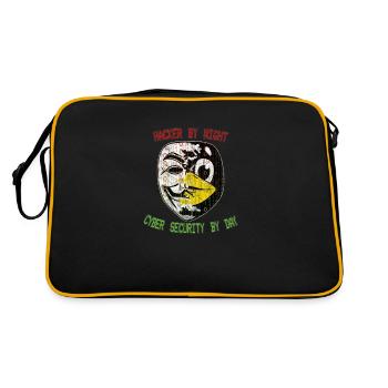 Coole Cyber Security Engineer Hacker Maske - Retro Tasche - Schwarz/Gold - Hinten