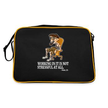 IT Humor Arbeit mit Computer ist nicht anstrengend - Retro Tasche - Schwarz/Gold - Hinten